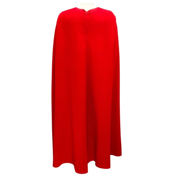 VALENTINO RED 2022 SILK CREPE CAPE DRESS - Picture 3 of 7